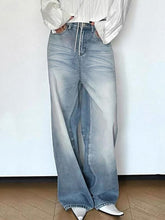 High Waist Washed Loose-Fit Wide-Leg Jeans
